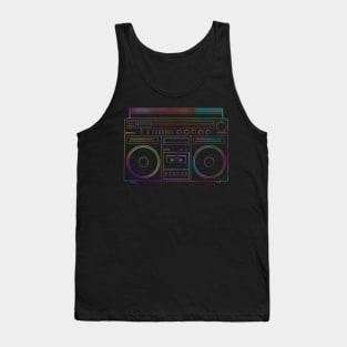 Old School Retro Neon Outline Boombox Tank Top